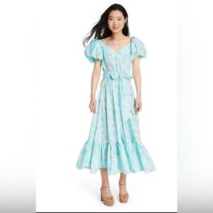 LoveShackFancy x Target Estelle Floral Blue Dress, Size 2
